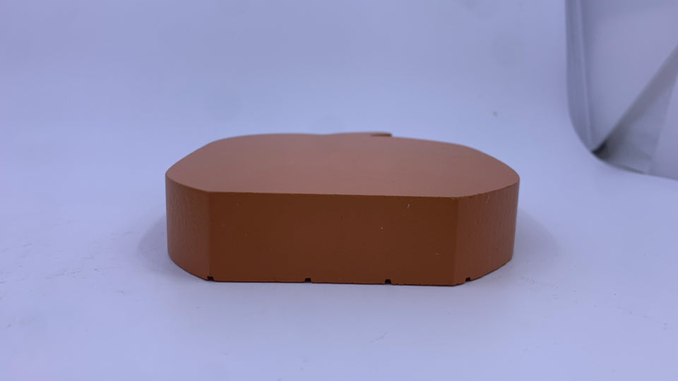 WOOD BLOCK PUMPKIN SHELF DECOR W/METAL LEAF.