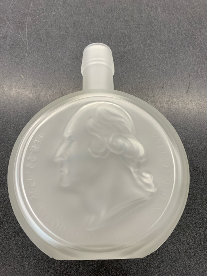 VTG CLEAR FROSTED GLASS PRESIDENTIAL EMPTY BOTTLE- WASHINGTON.