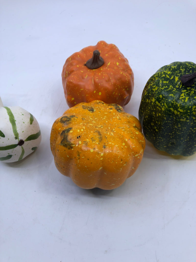 4 FAUX PUMPKIN/GOURDS.