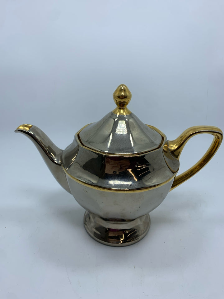 VTG METALLIC FINISH LEHSCHERGER TEA POT.