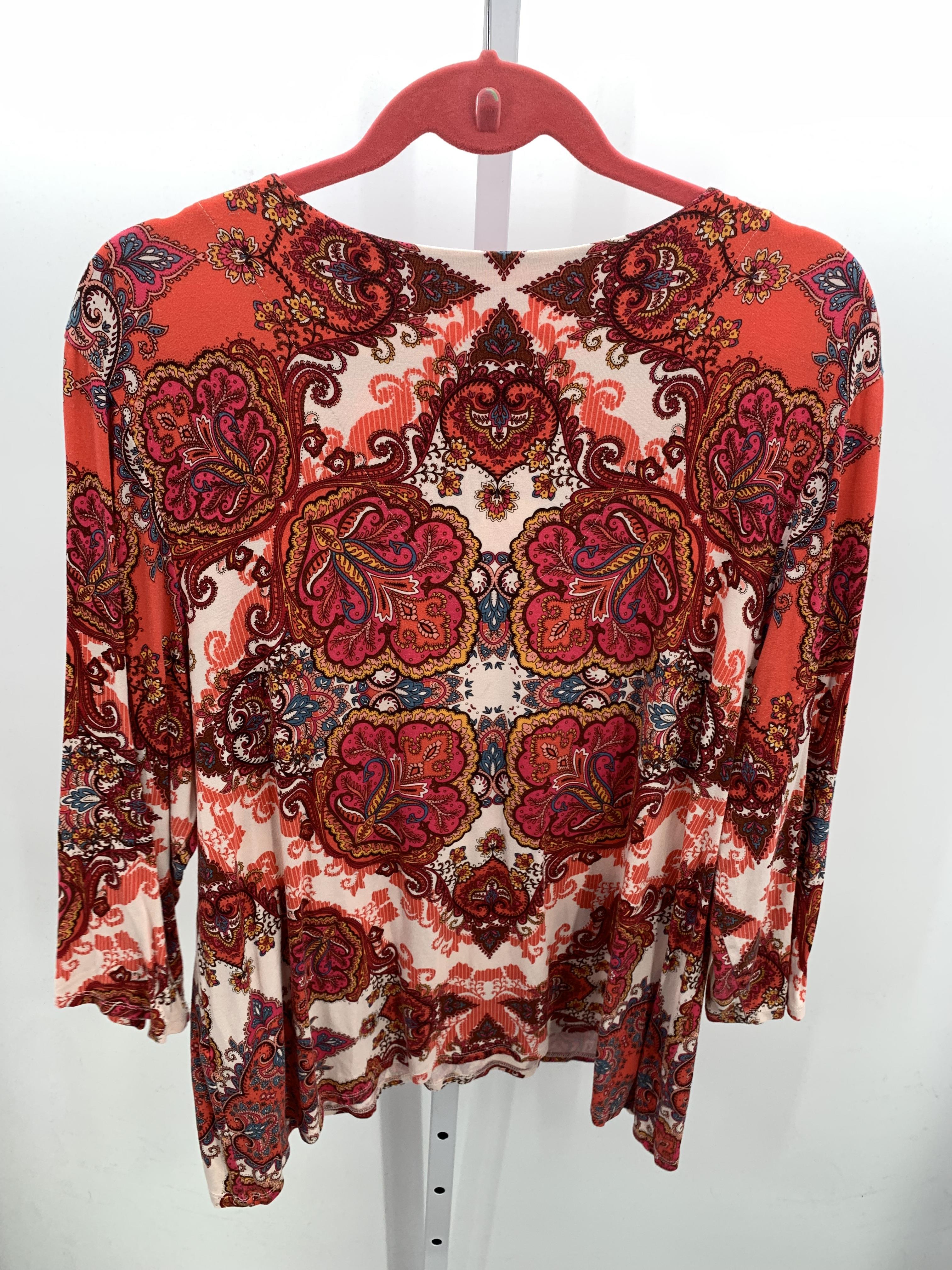Chico's Size Large Misses 3/4 Sleeve Shirt