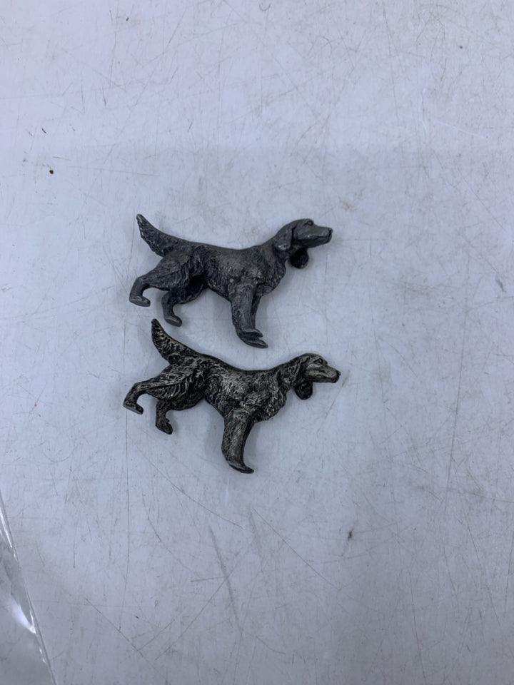 2 PEWTER DOGS IN BAG.