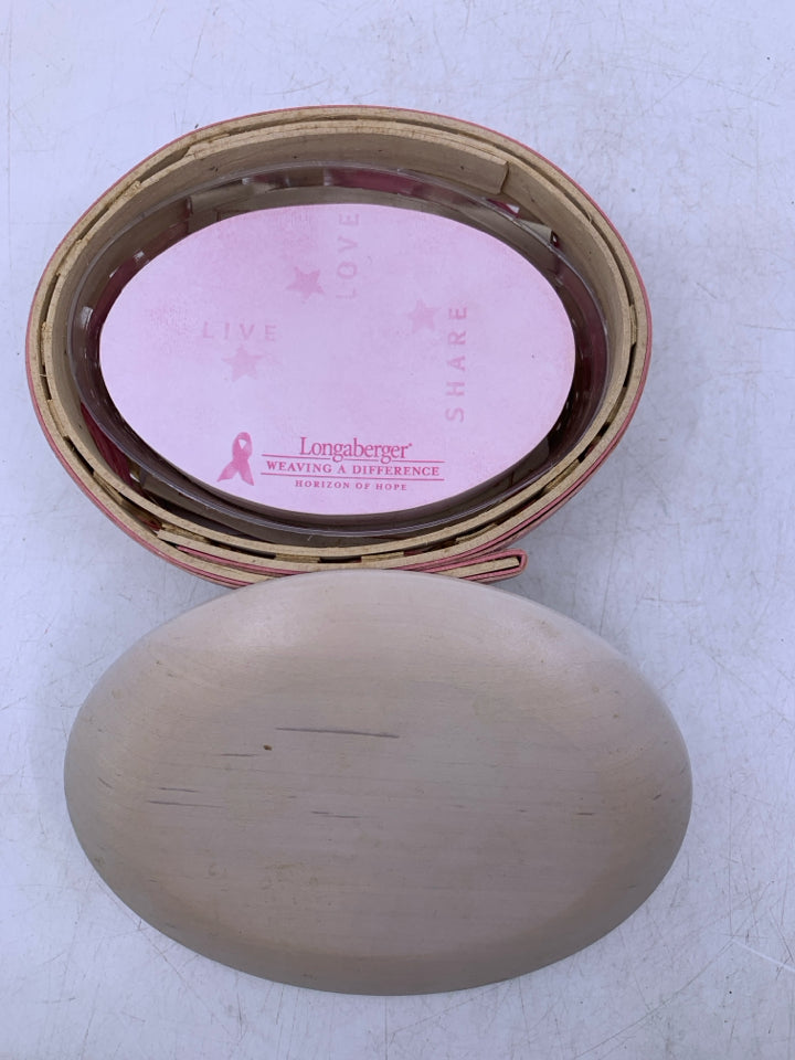 SMALL OVAL 2003 BREST CANCER SOCIETY PROTECTOR/LID POST-IT NOTES.