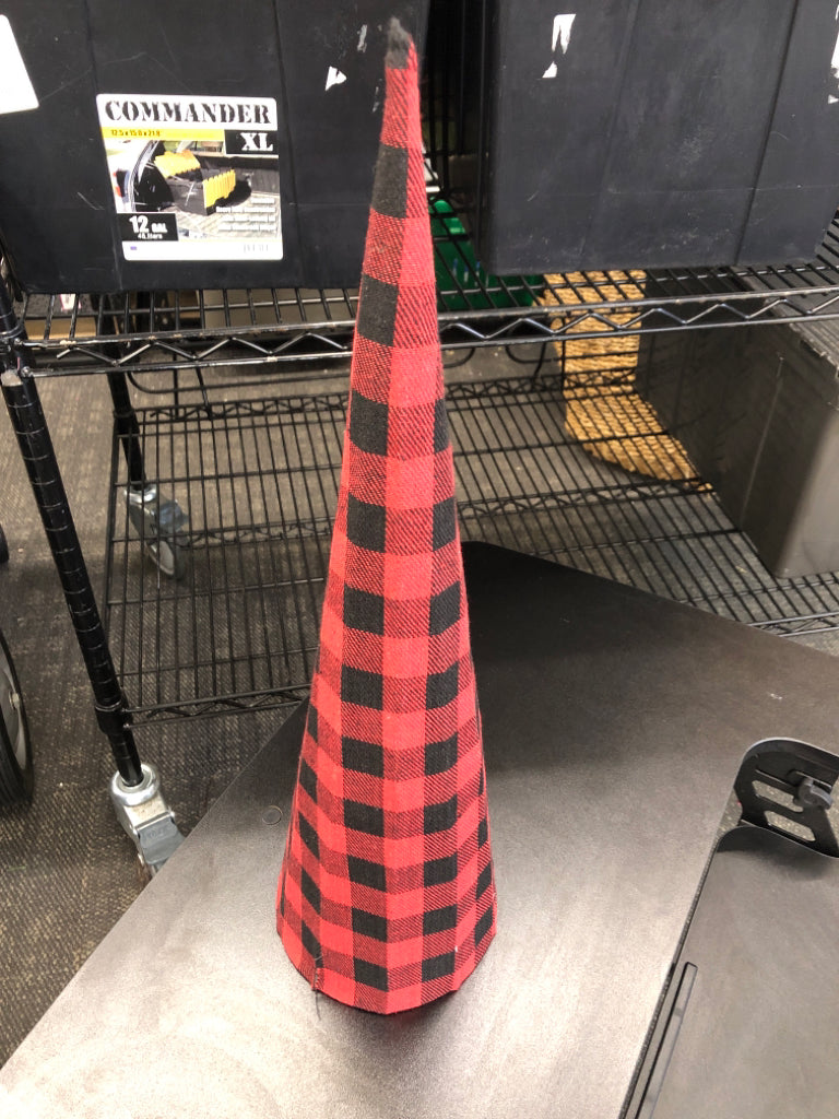 RED PLAID FABRIC TREE.