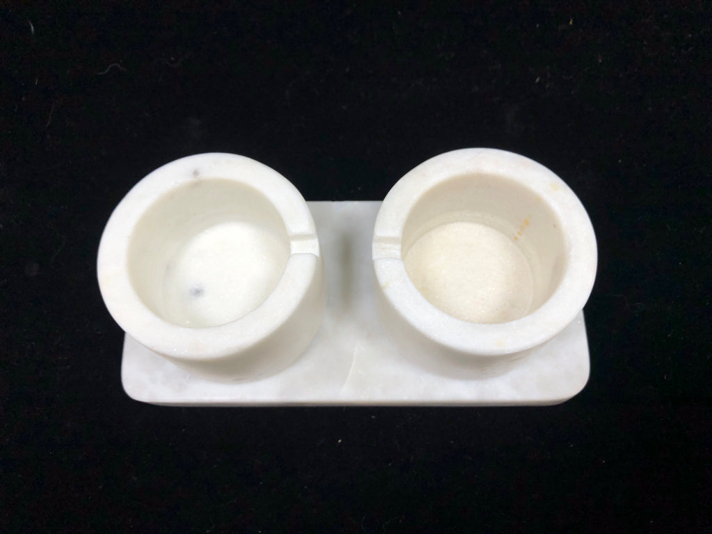 WHITE MARBLE SALT CELLAR.