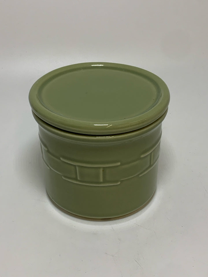 GREEN LONGABERGER POTTERY WOVEN TRADITIONS CROCK.