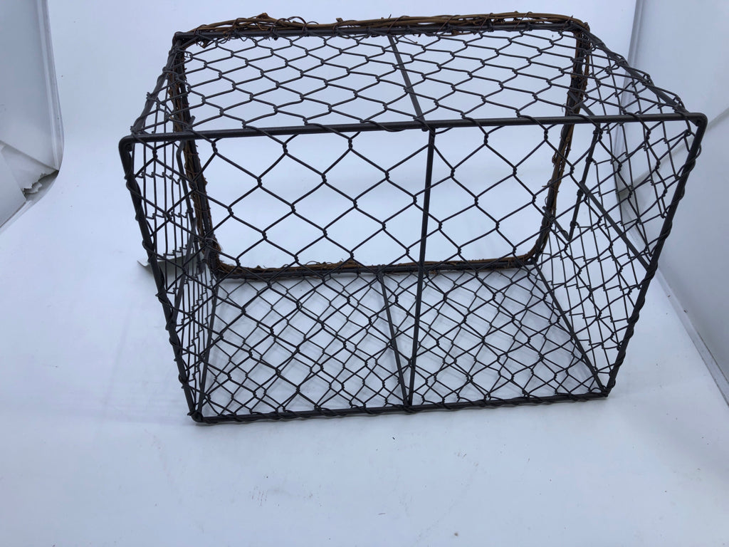 CHICKEN WIRE AND TWIG BASKET.