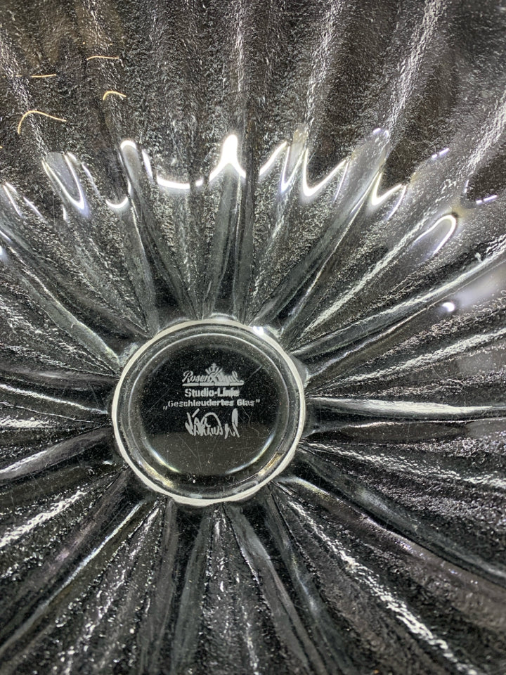 FLORAL FROSTED SHAPED SERVING BOWL- SIGNED.