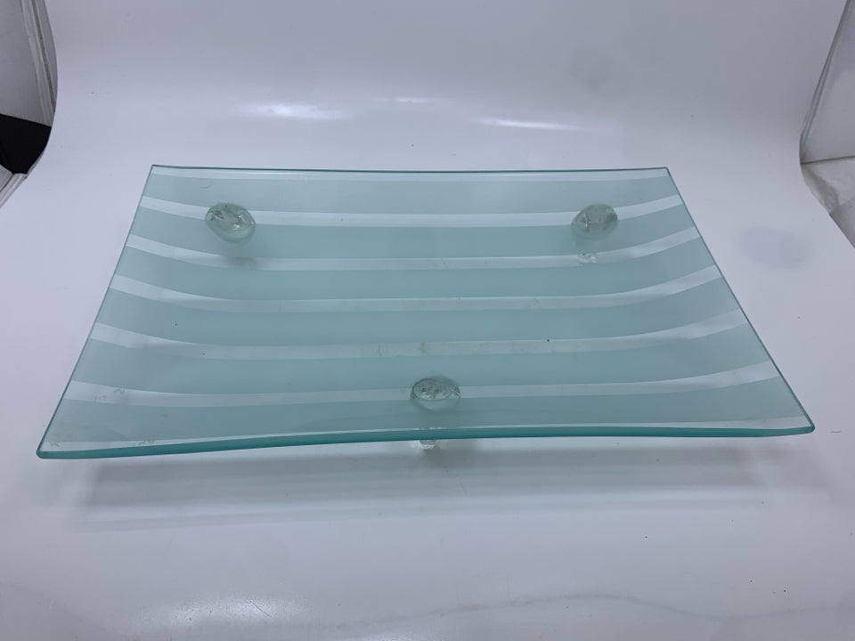 FROSTED GLASS FOOTED TRAY.