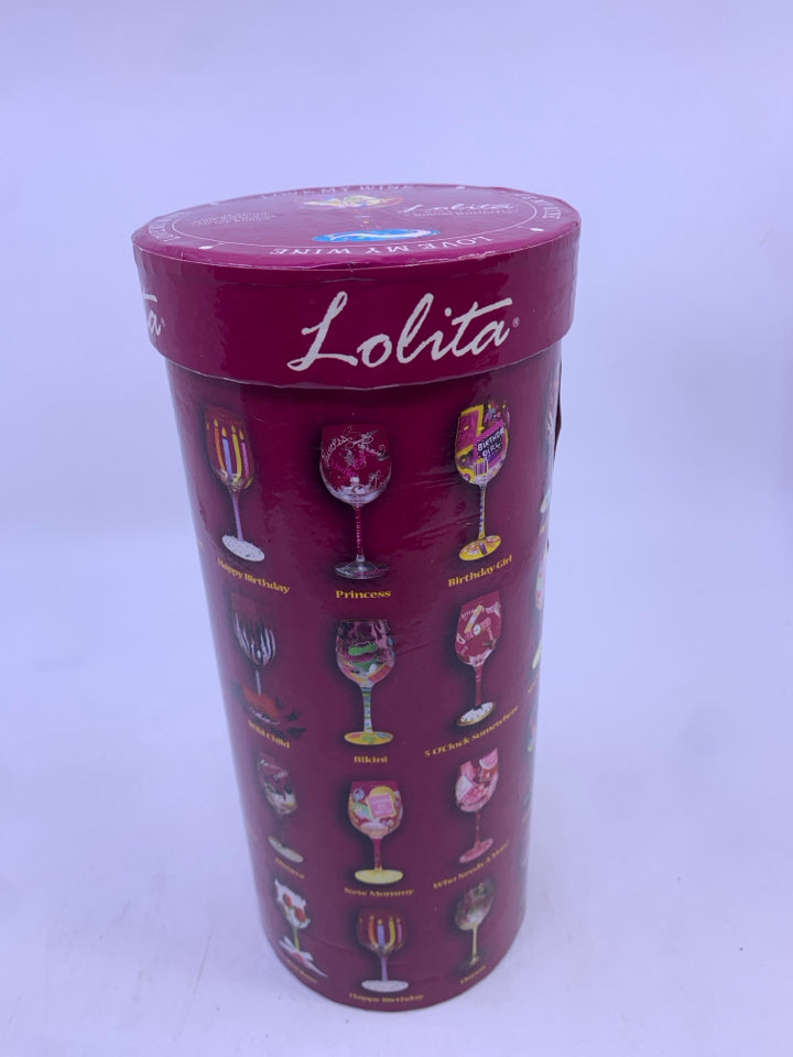 NIB LOLITA SOCIAL BUTTERFLY WINE GLASS.