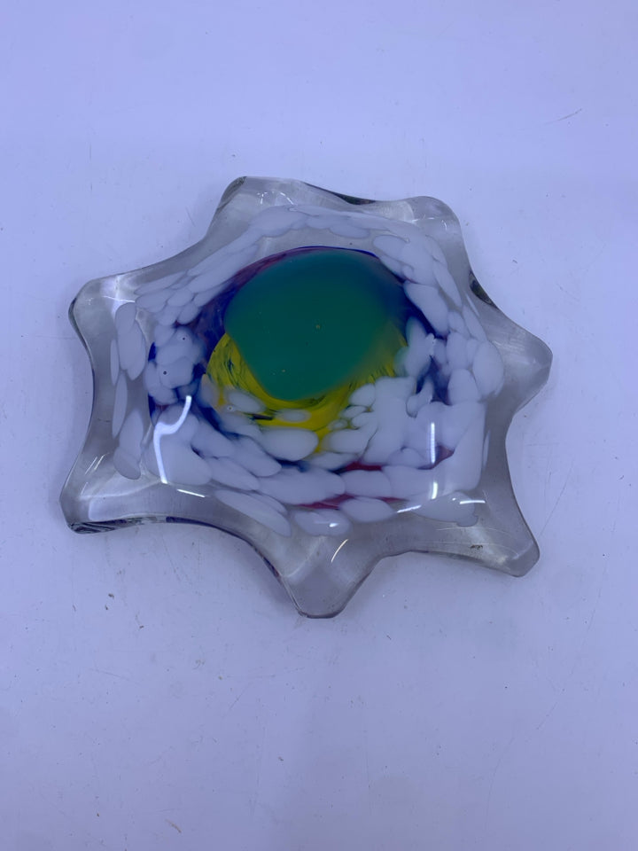 HEAVY COLORFUL SPLAT PAPERWEIGHT.