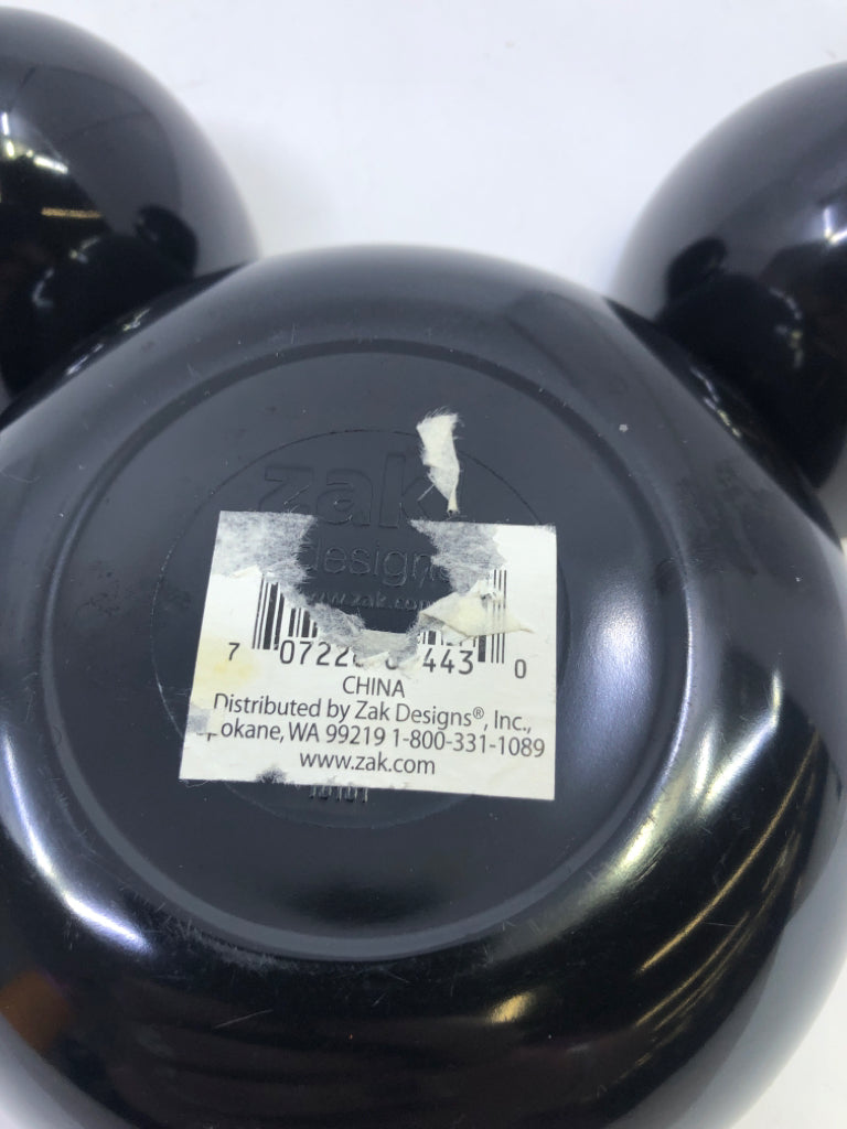 2 BLACK MICKEY MELAMINE SERVERS.