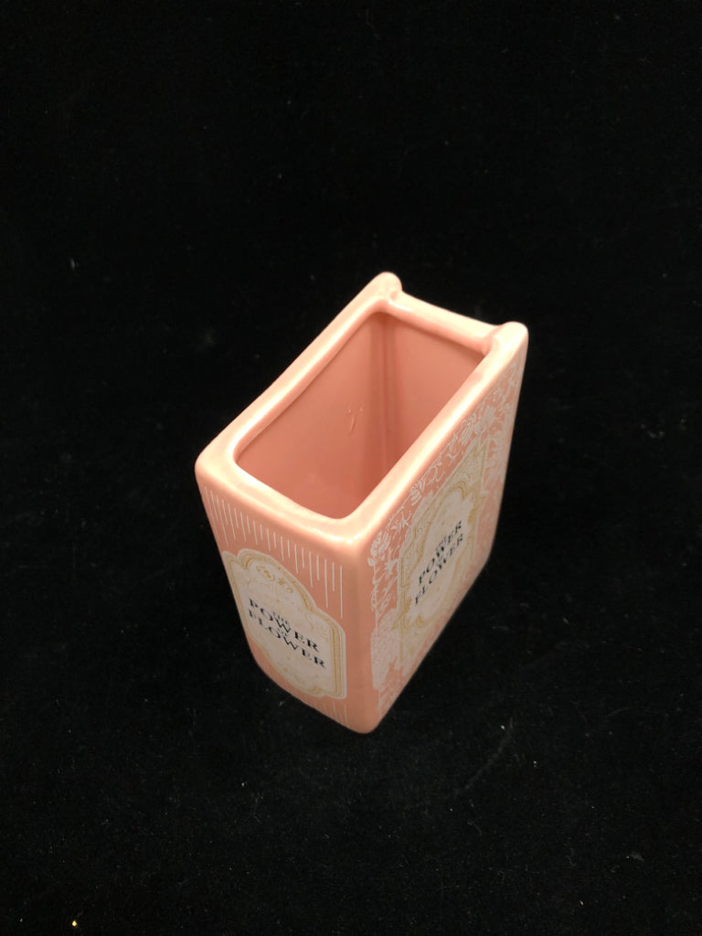 PINK "POWER OF FLOWER" BOOK VASE.