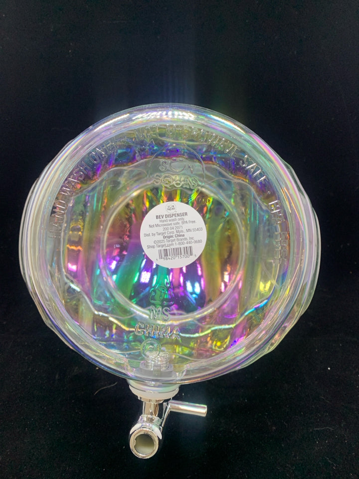IRIDESCENT PLASTIC SEASHELL DRINK DISPENSER.