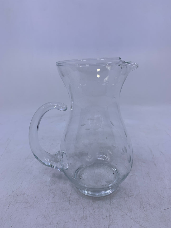 ETCHED FLOWER SMALL PITCHER WITH ICE LIP.