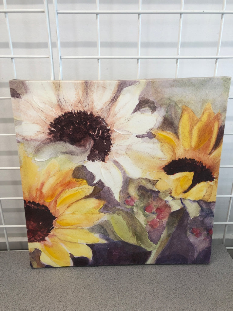 MULTI COLOR SUNFLOWERS ON CANVAS.