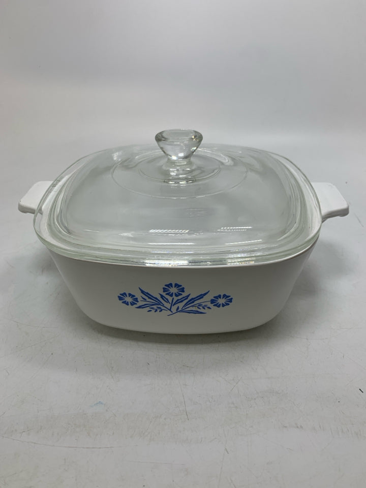 BLUE CORNFLOWER CASSEROLE DISH W/ LID.