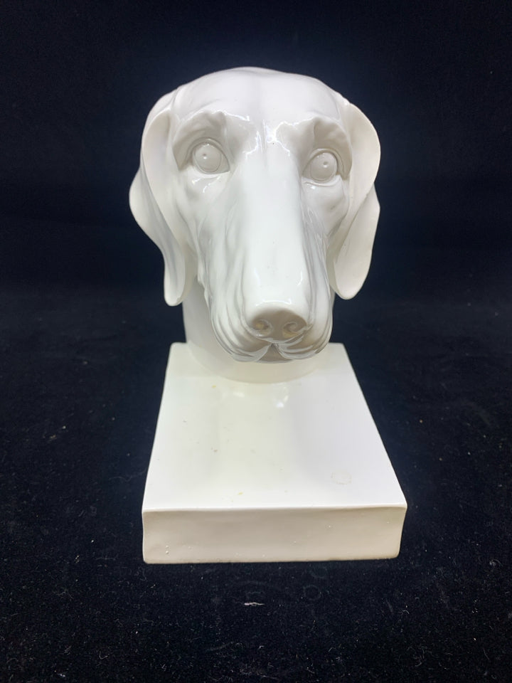 1-WHITE DOG HEAD BOOKEND/SHELF DECOR.