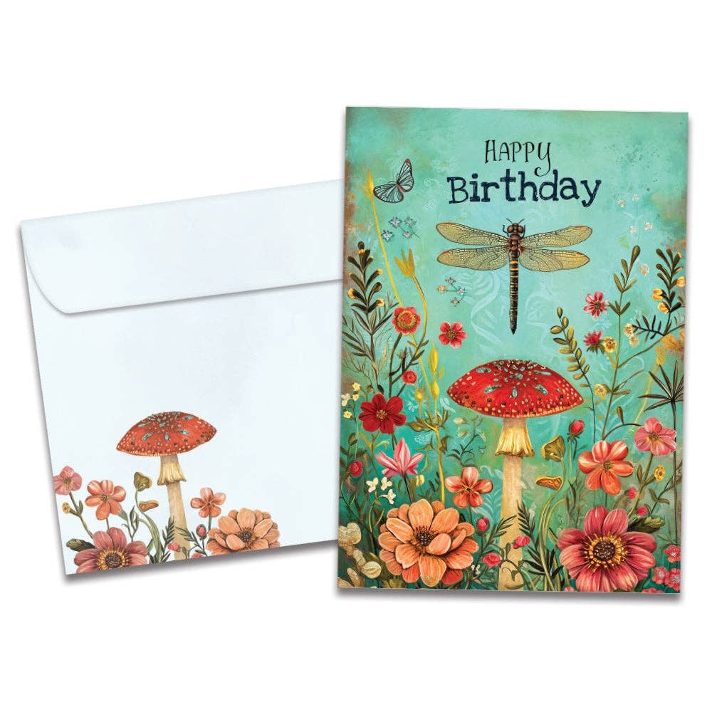 Dragonfly Toadstool, Birthday Card
