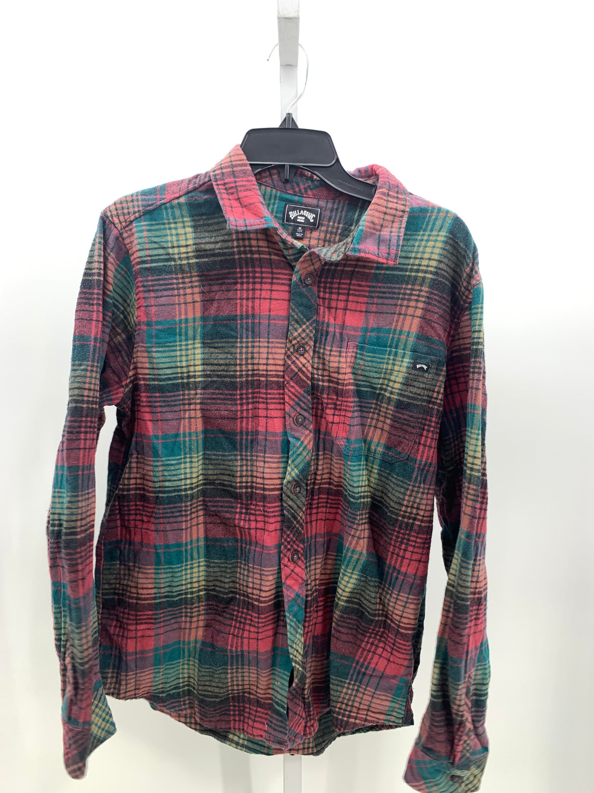 MAROON/ GREEN PLAID FLANNEL SHIRT