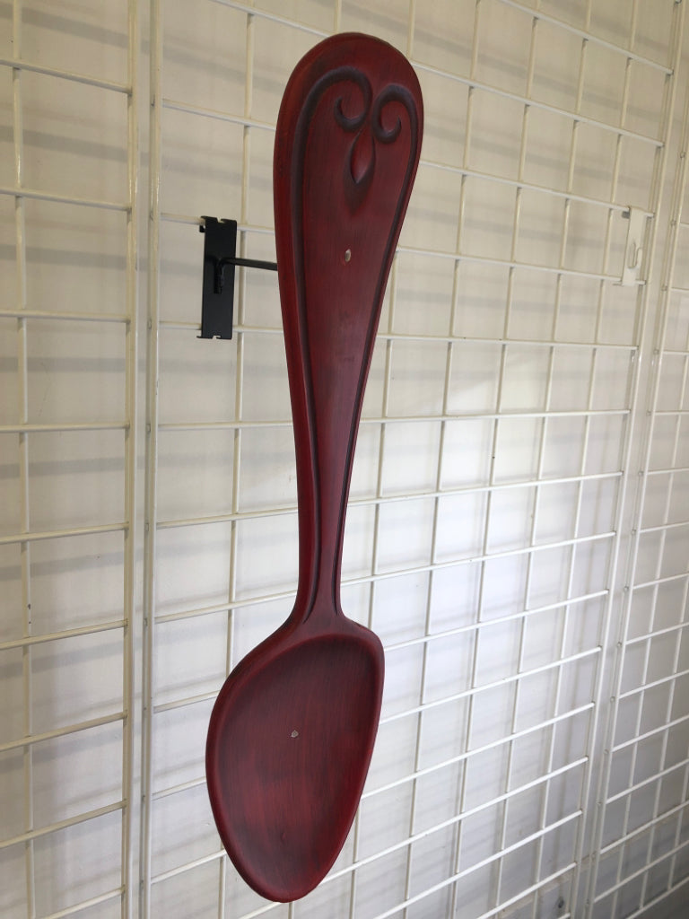 LARGE RED SPOON WALL-HANGING.