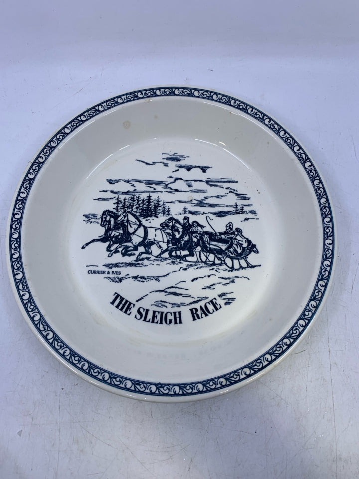 SLEIGH RIDE- REPRO CURRIER & IVES PLATE.