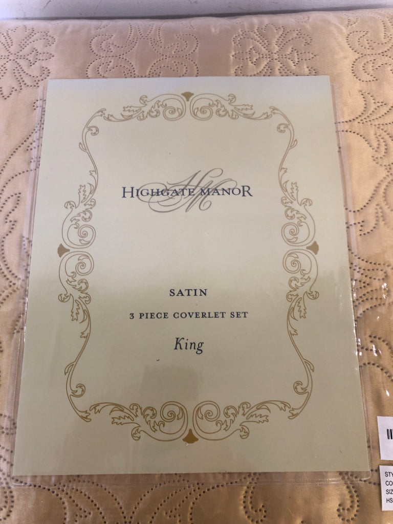 NIP HIGH MANOR SATIN 3PC COVERLET SET-KING.
