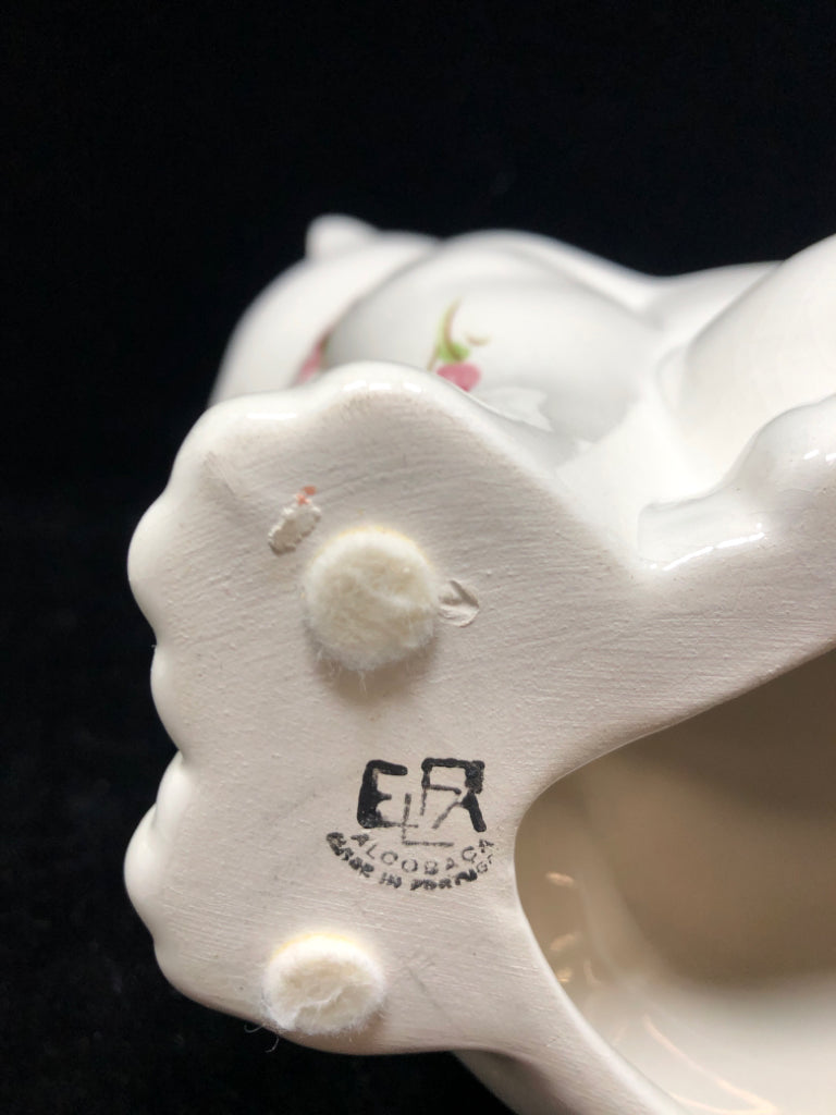 VTG ELPA ALCOBACA CERAMIC GREEN-EYED CAT FIGURINE.