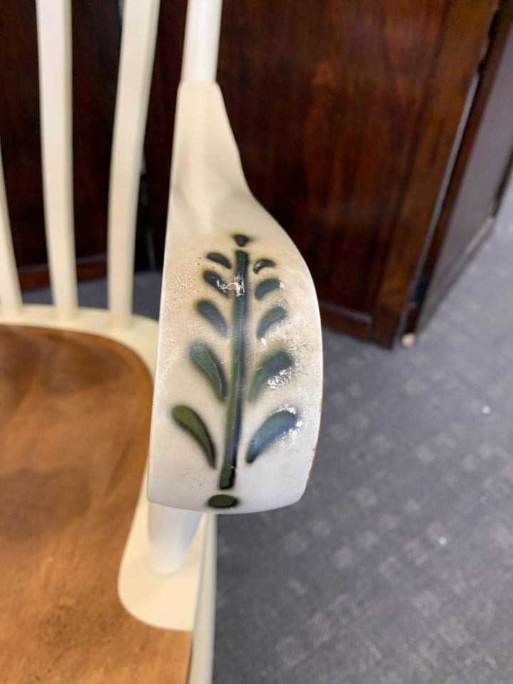 VTG CREME W/GOLD ACCENT ROCKING CHAIR.