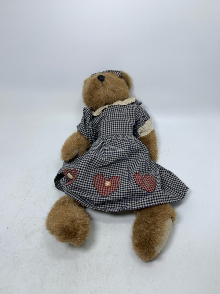 PLAID DRESS W/ HEARTS BOYDS BEAR.