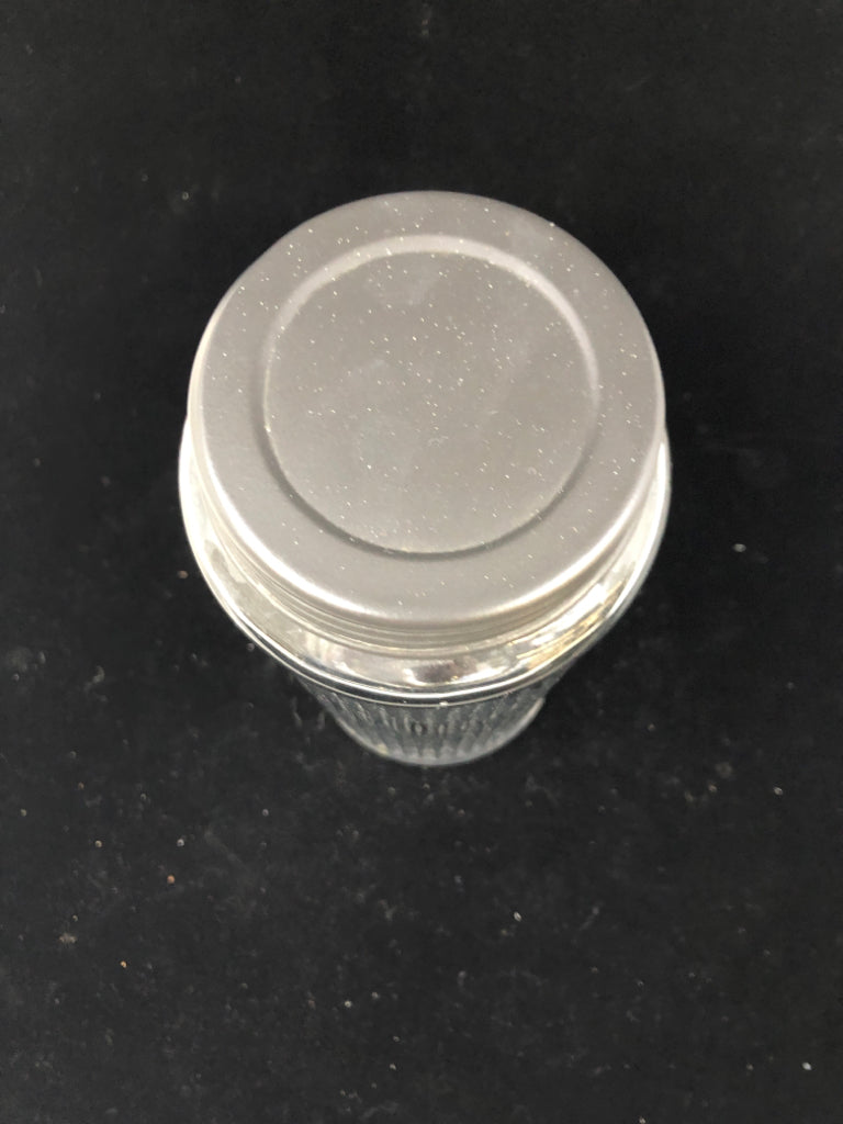 GLASS FLOUR CONTAINER W/GRAY LID.