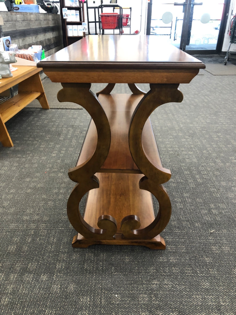 3 SHELF WOOD SOFA TABLE.