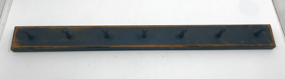 DISTRESSED BLUE PAINTED HOOKS.