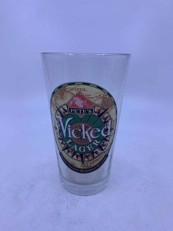 PETE'S WICKED LAGER DRAFT GLASS.