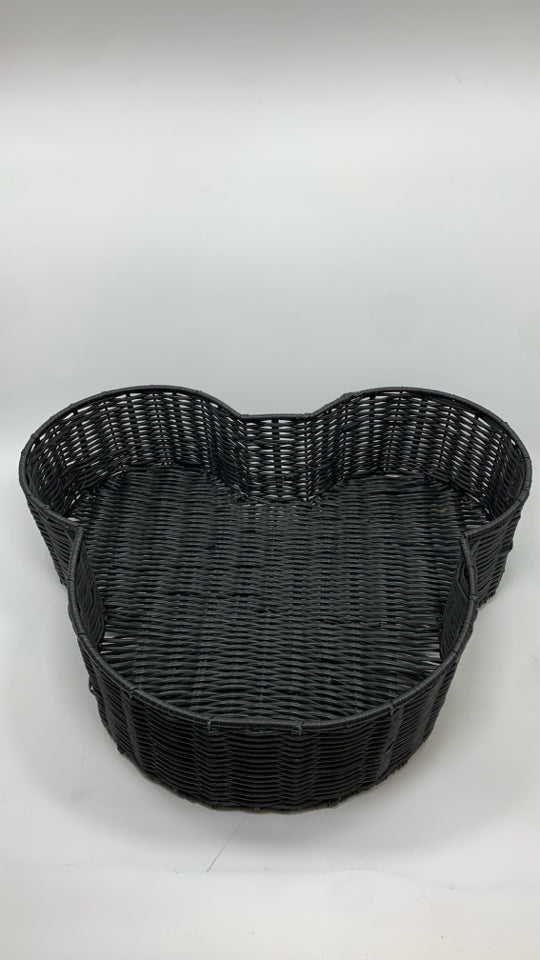 MICKEY MOUSE BLACK WICKER BASKET.