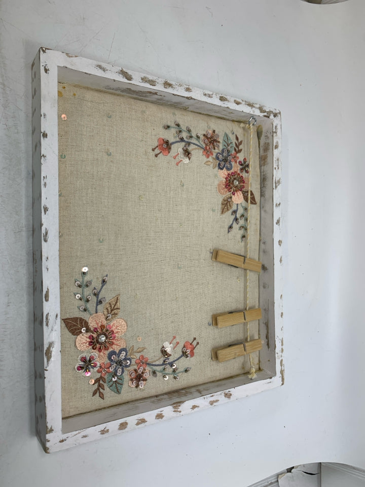 FLORAL EMBROIDERED BACKGROUND AND DISTRESSED FRAME PHOTO CLIPS.
