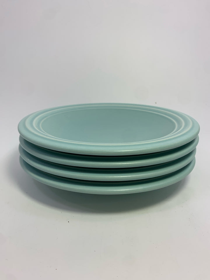4 PFALTZGRAFF LIGHT BLUE DESSERT PLATES.
