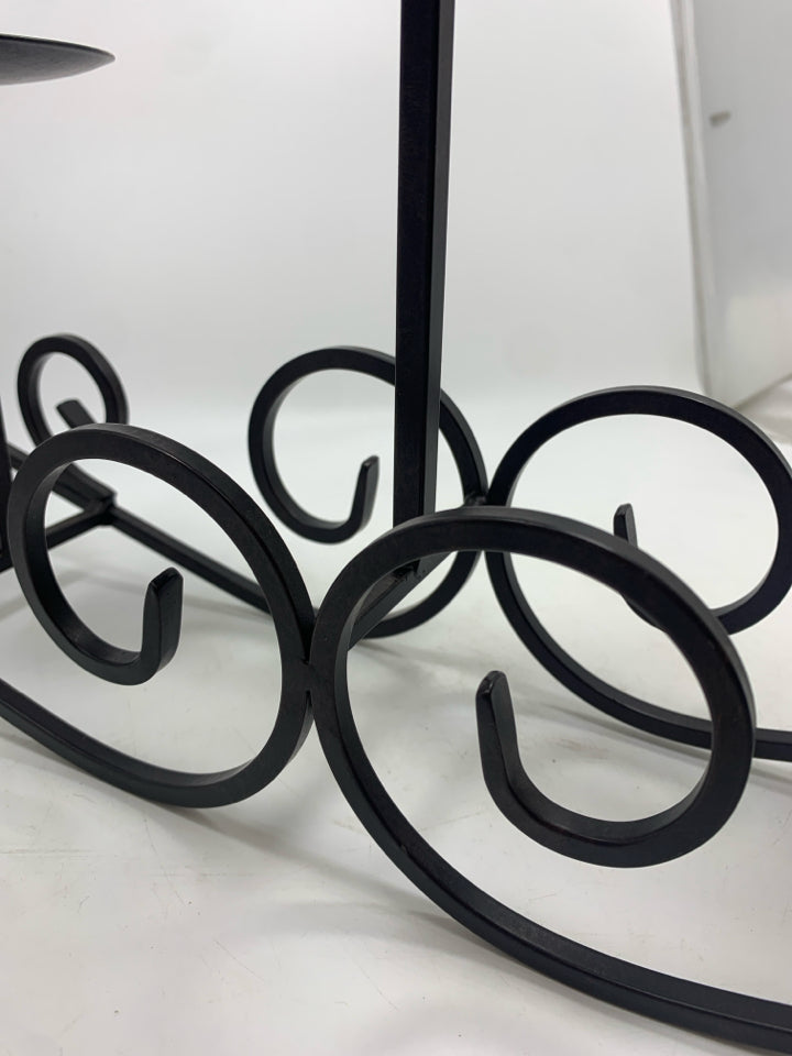 5 SPOT BROWN METAL PILLAR CANDLE CENTERPIECE.