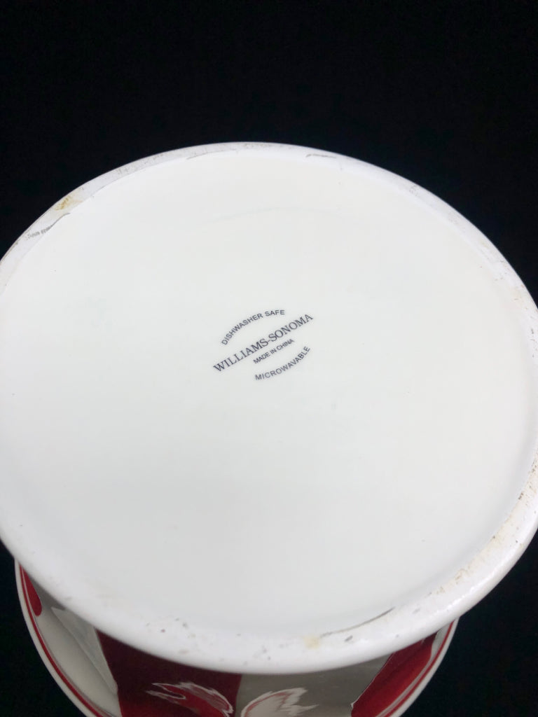 RED STRIPE CERAMIC POPCORN BOWL.