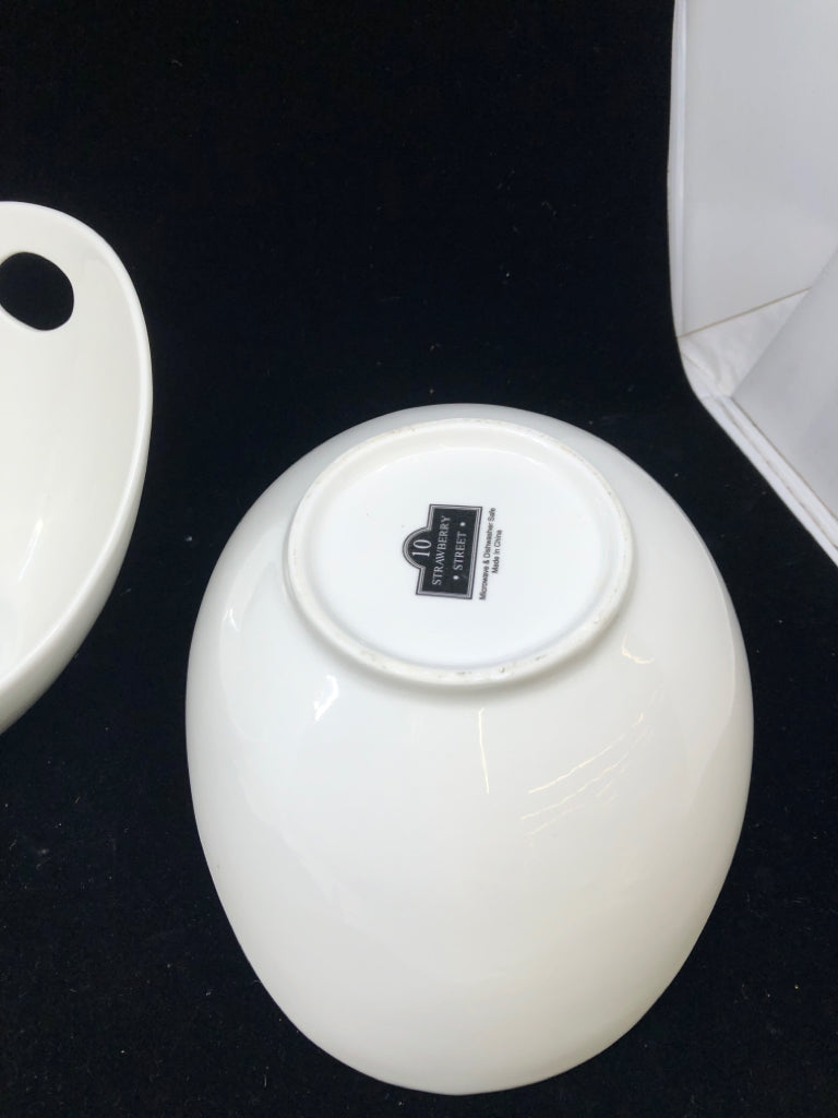 2 OVAL HIGH EDGE BOWLS.