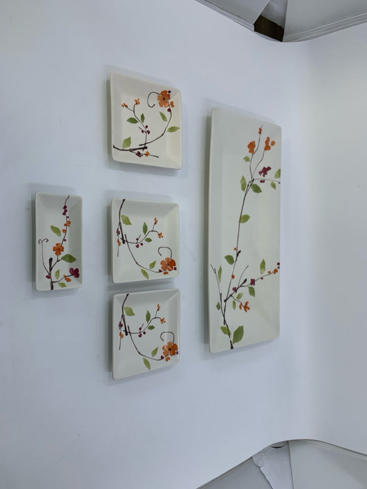 5 PC AKINA FLORAL JAPANESE SUSHI SET.