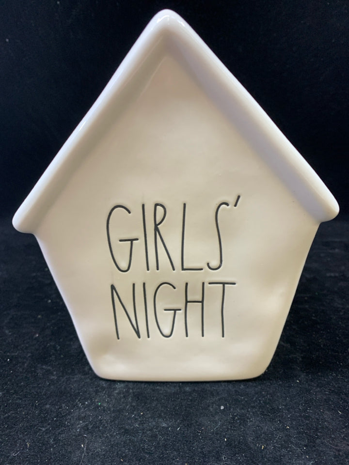 WHITE CERAMIC "GIRL'S NIGHT" PIGGY BANK-RAE DUNN.