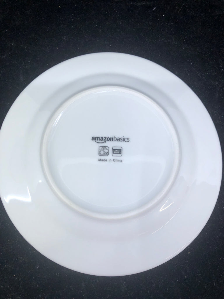 6 WHITE SNACK PLATES.