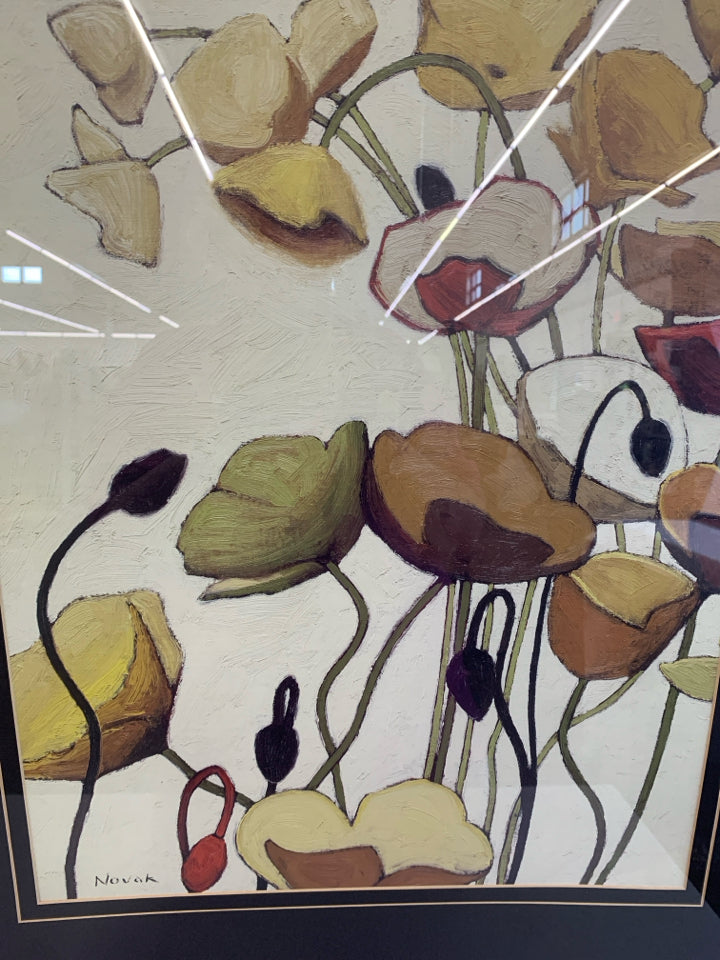 POPPIES PAINTING IN BLACK FRAME.