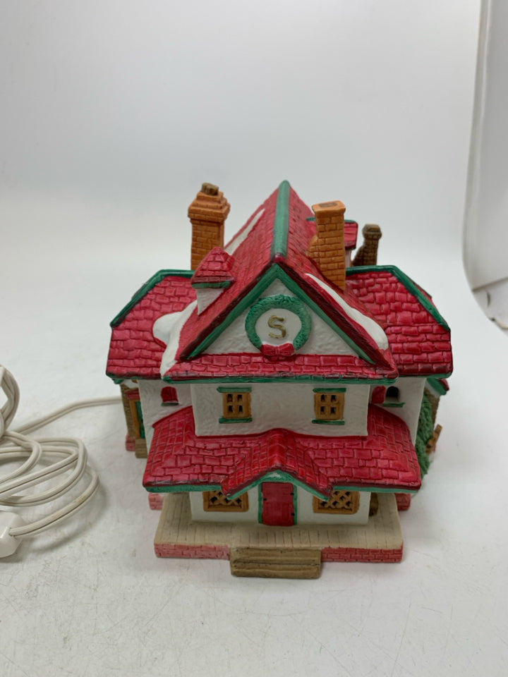 VTG CHRISTMAS VILLAGE SANTA CLAUS LIGHTED HOUSE LEMAN DICKENSVALE 1993.