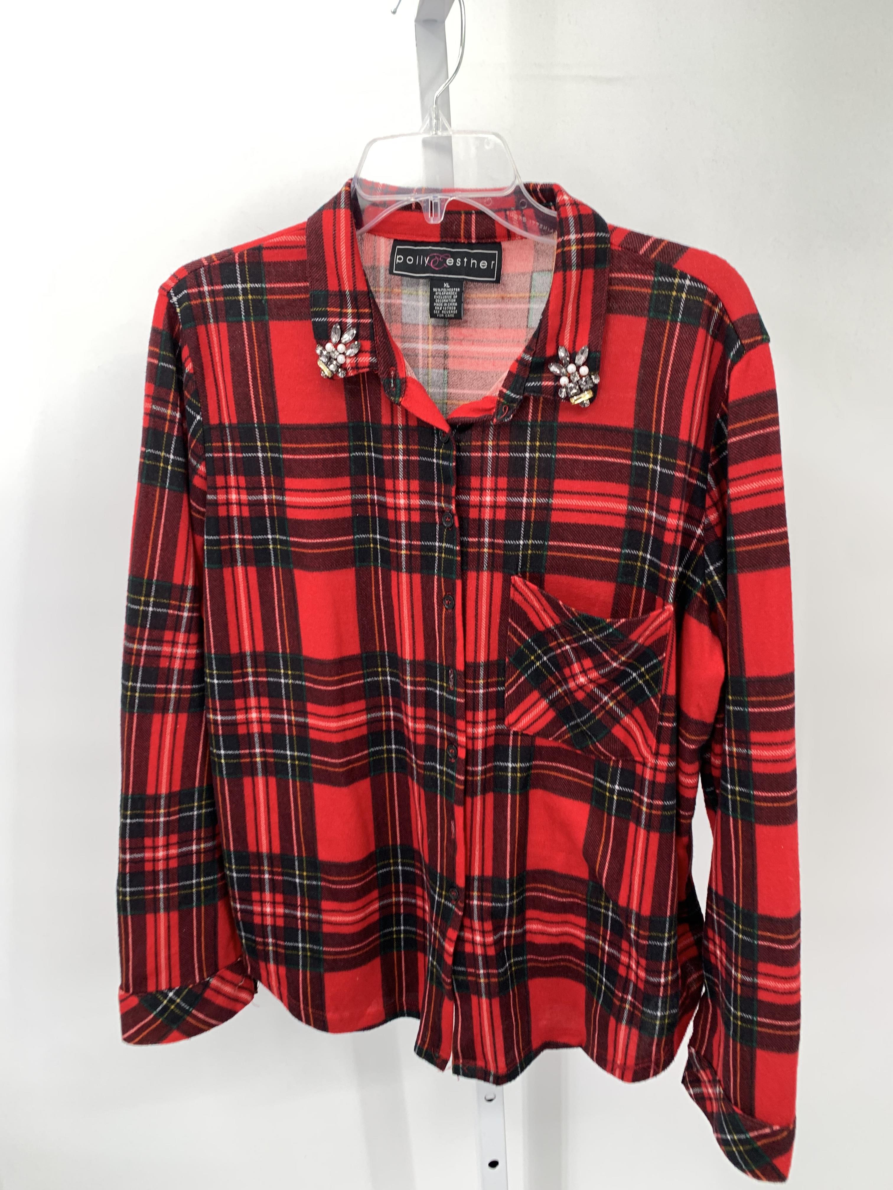 Polly & Ester Size Extra Large Misses Long Sleeve Shirt