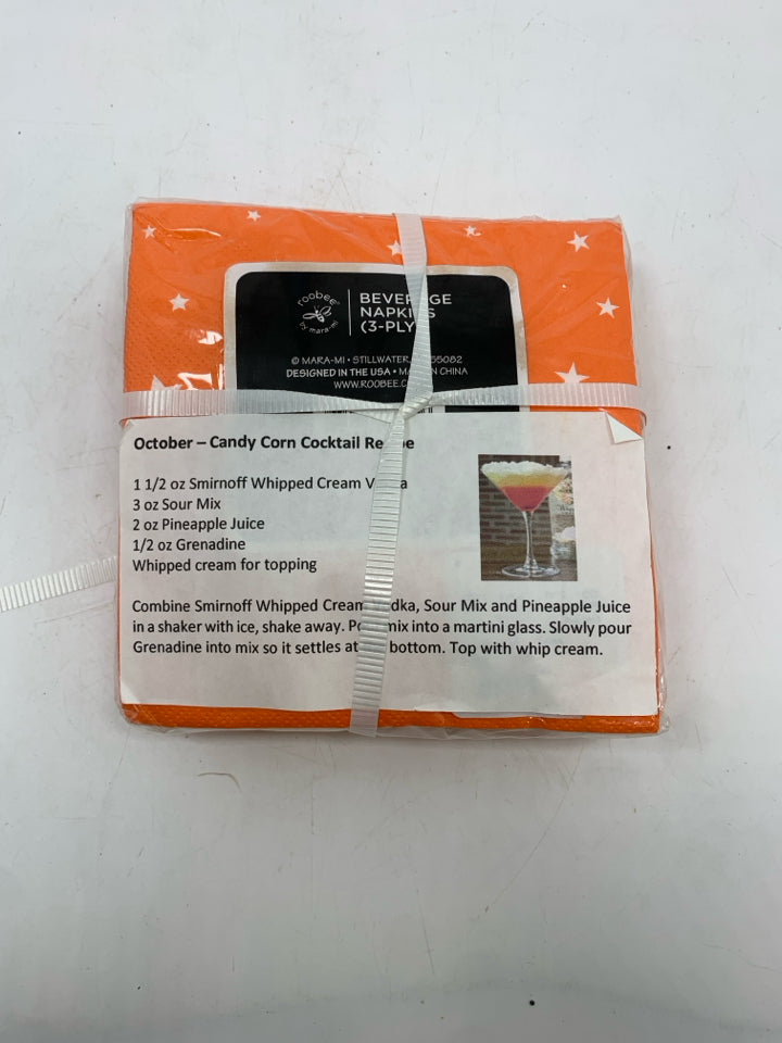 ORANGE BEVERAGE NAPKINS "TRICK OR TREAT".