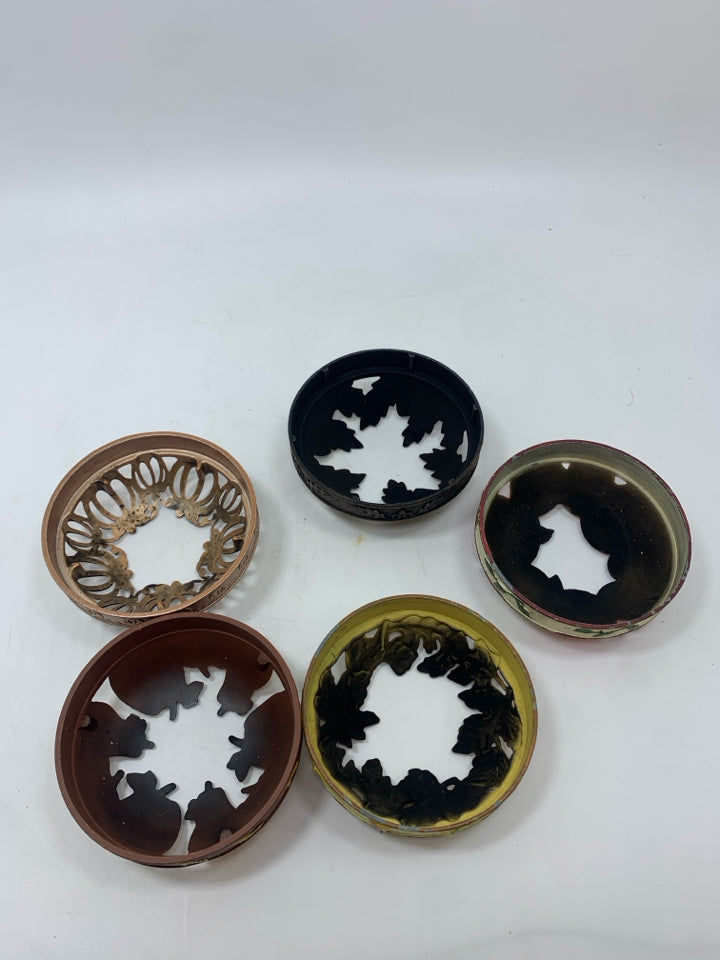 5 FALL THEME METAL CANDLE TOPPERS.