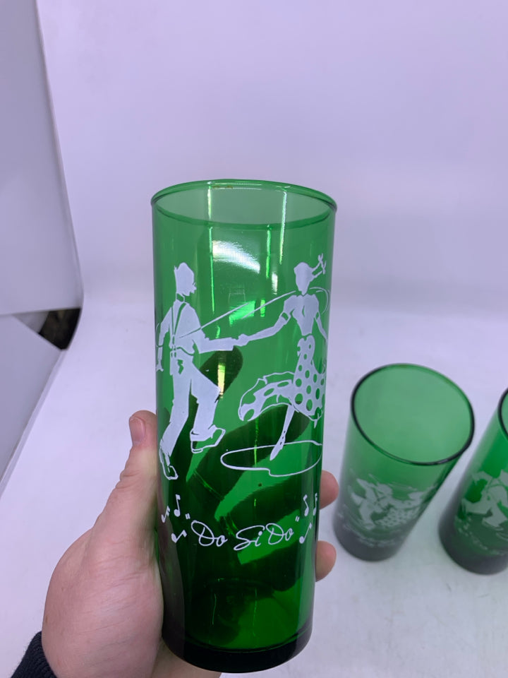 4 DARK GREEN LINE DANCING THEME.