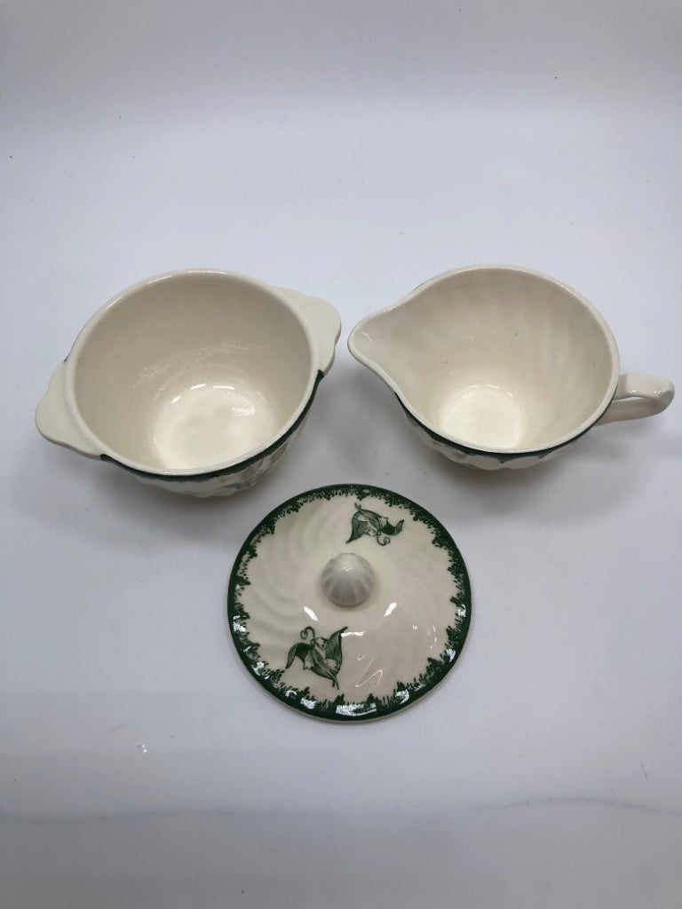 2PC LILY OF THE VALLEY SUGAR/CREAMER SET.